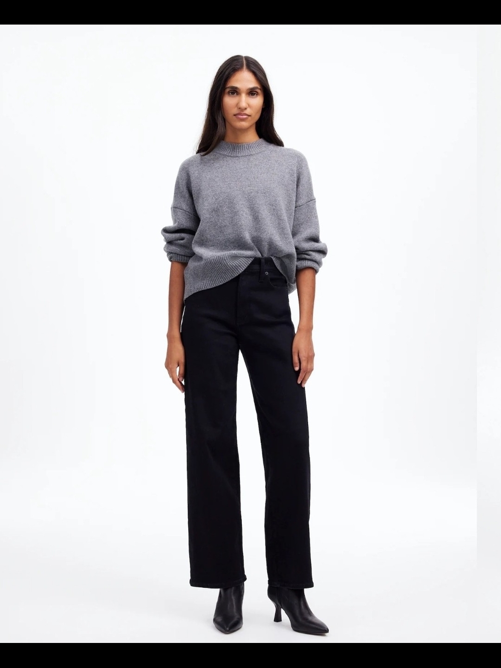Madewell The Perfect Vintage Wide-Leg Jeans Black NWT Women's 30 High-Rise Denim